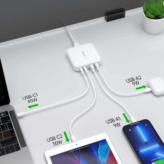 Choetech - Choetech GaN Snabbladdare 100W 2xUSB-A 2xUSB-C - Vit
