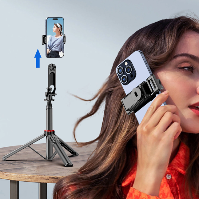 OEM - Selfiestick Teleskopstativ 1.3m Auminiumlegering Med Mobilhållare