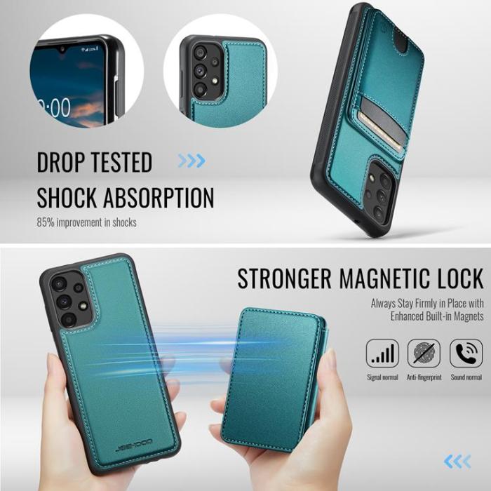 OEM - JEEHOOD Samsung Galaxy A13 4G/5G Mobilskal Konstläder med Kortfack - Blå