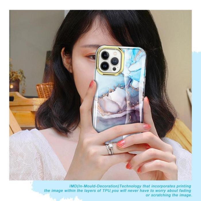 A-One Brand - iPhone 14 Pro Max Skal 360 Marble - Blå