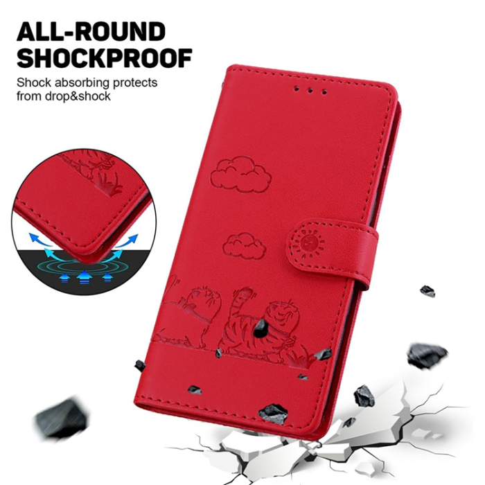 A-One Brand - Sony Xperia 1 VII Plånboksfodral RFID Kitten Pattern - Röd