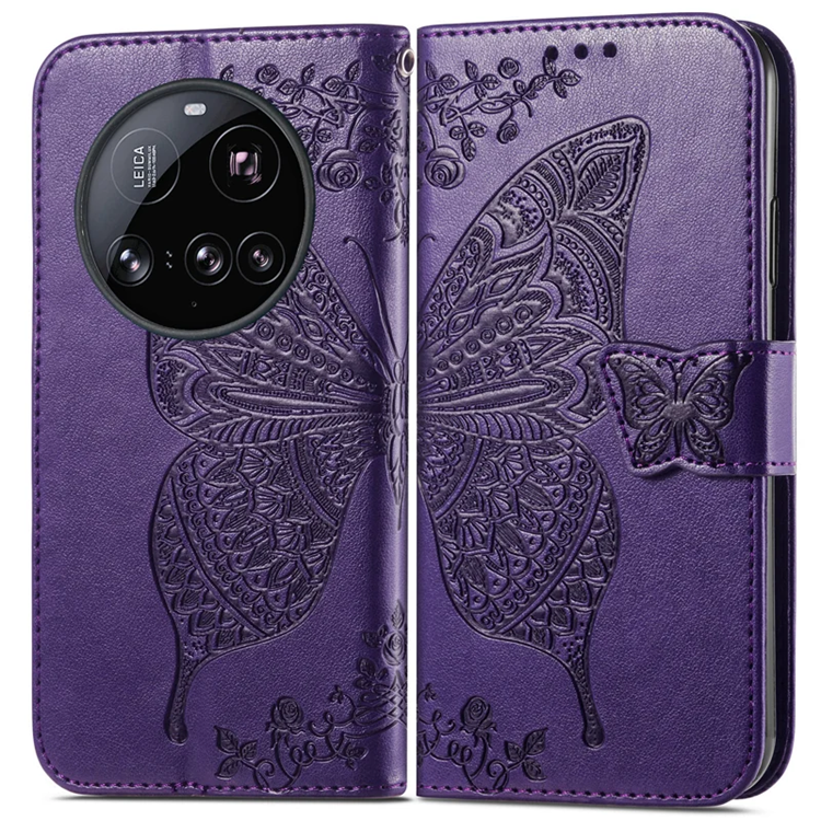 Xiaomi 15 Ultra Konstläder Plånboksfodral Butterfly Pattern - Mörklila | 2353 | AlltMobil
