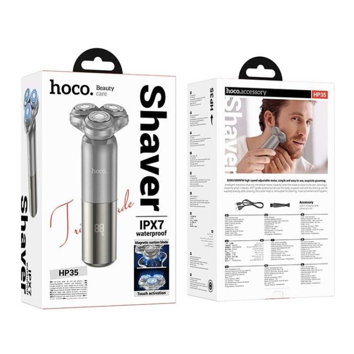 Hoco - Hoco Elektrisk Rakapparat Med Tre Blad HP35 - Grå