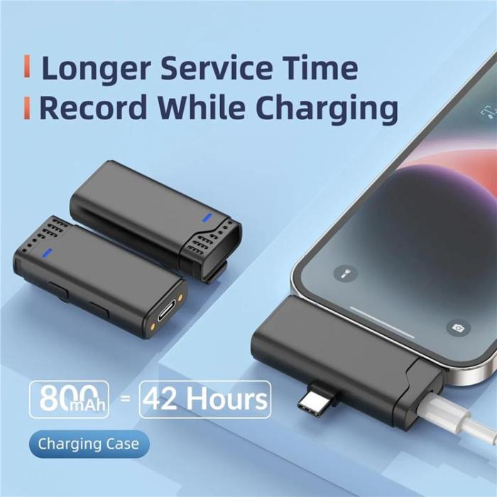 JMARY - JMARY Trådlös Lavaliermikrofon med 3.5mm + Typ-C + iP 3-i-1-Mottagare MW16