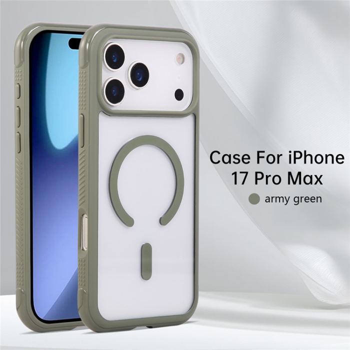 A-One Brand - iPhone 17 Pro Max Mobilskal MagSafe TPU+PC Transparent - Svartgrön