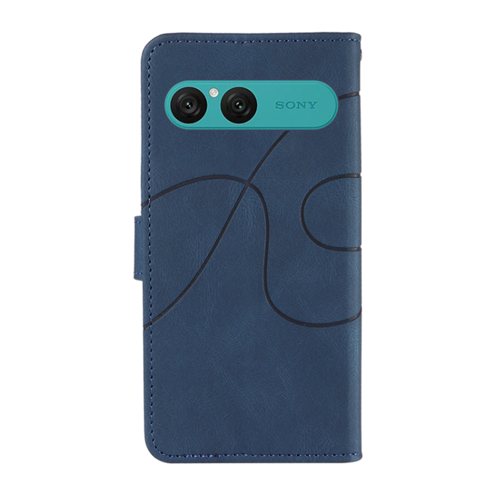 A-One Brand - Sony Xperia 10 VII Plånboksfodral Curved Line Läder - Blå