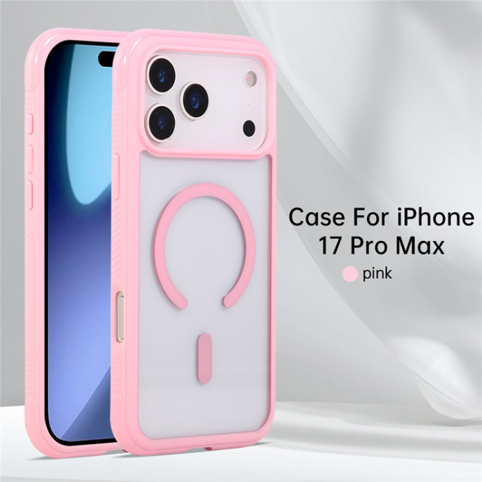 A-One Brand - iPhone 17 Pro Mobilskal MagSafe TPU+PC Transparent - Rosa