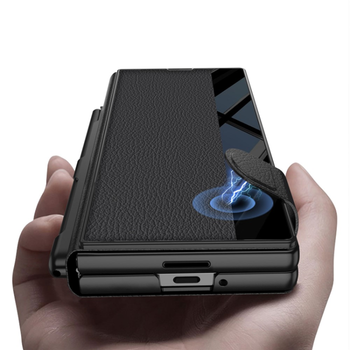GKK - GKK Galaxy Z Fold 7 Plånboksfodral Pennfack Med Härdat Glas - Grön
