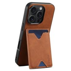 DENIOR - DENIOR iPhone 16 Pro Fodral Konstl&auml;der Med Kortfack - Brun