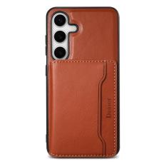 DENIOR - DENIOR Samsung Galaxy S24 Magnetiskt Konstl&auml;der Pl&aring;nboksfodral med St&auml;ll - Brun