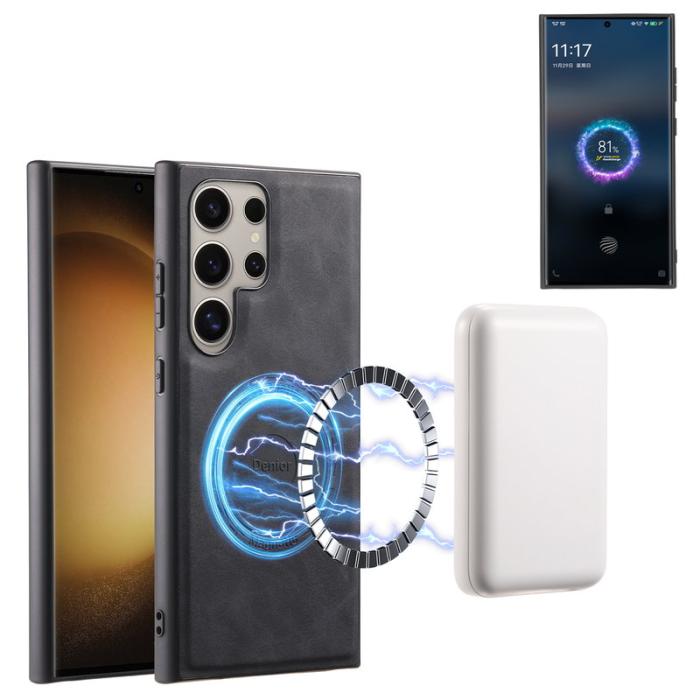 DENIOR - DENIOR D14 Mobilskal till Samsung Galaxy S24 Ultra Läder+PC+TPU Svart