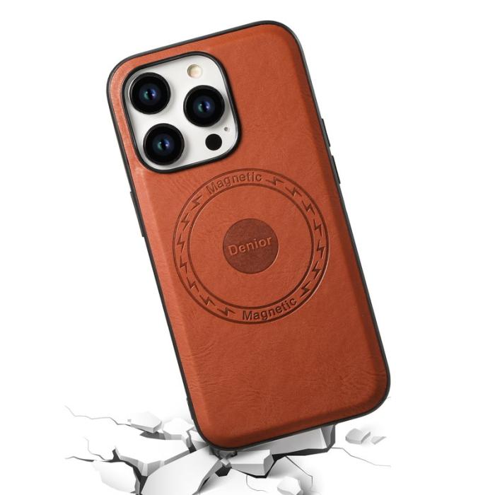 DENIOR - DENIOR iPhone 15 Pro Fodral KonstLäder - Brun