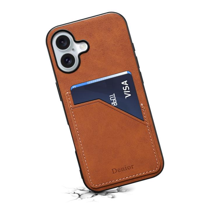 DENIOR - DENIOR Mobilskal till iPhone 17 PU Läder + TPU + PC - Brun
