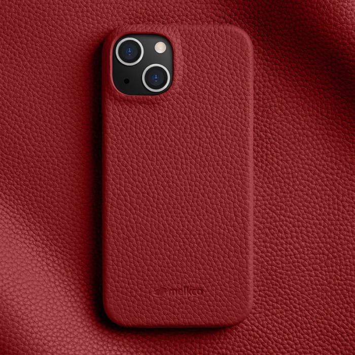 Melkco - MELKCO Mobilskal till iPhone 14 Plus Äkta Läder Belagt PC - Röd