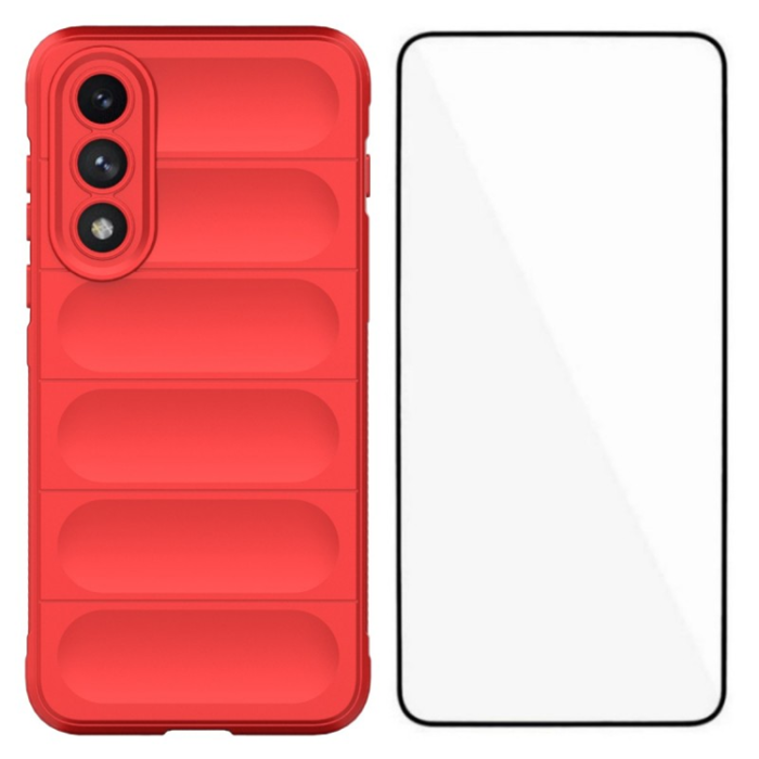 WANLONFENG - WANLONFENG OnePlus Nord 5 Mobilskal med Härdat glas - Röd