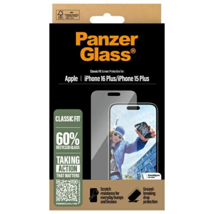 PanzerGlass - PanzerGlass iPhone 16 Plus Härdat Glas Skärmskydd Classic Fit - Clear