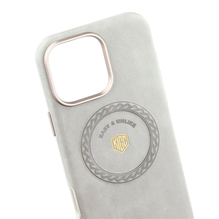 KIGC - KIGC iPhone 16 Pro Max Mobilskal Magsafe Läder - Grå