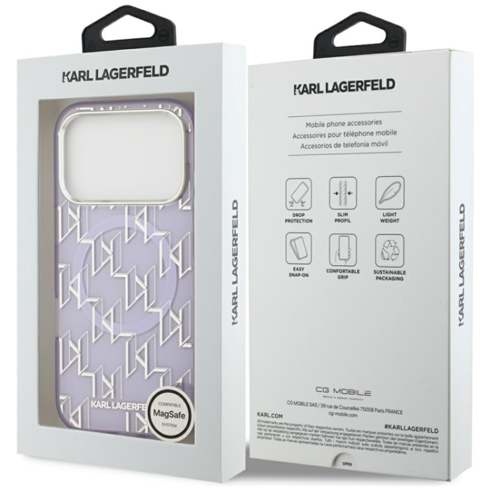 KARL LAGERFELD - Karl Lagerfeld iPhone 17 Pro Mobilskal Magsafe KL Monogram - Lila