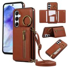 OEM - Pl&aring;nboksfodral f&ouml;r Samsung Galaxy S26 Konstl&auml;der Kickstand - Brun