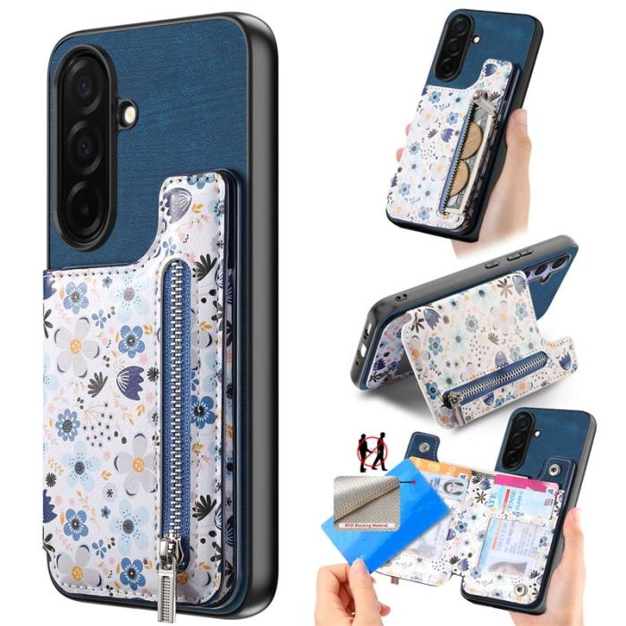 OEM - Mobilfodral för Samsung Galaxy S26 Konstläder RFID Kickstand - Blå