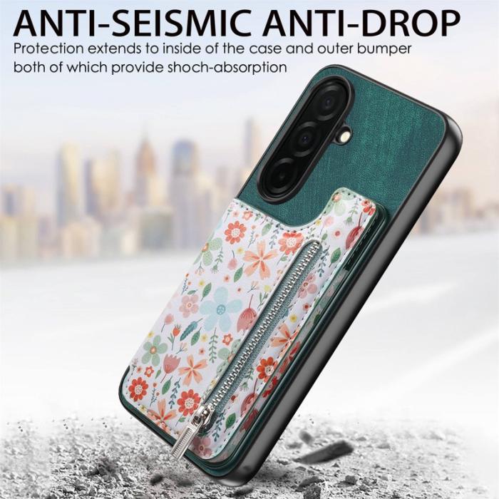 OEM - Mobilfodral för Samsung Galaxy S26 Konstläder RFID Kickstand - Grön
