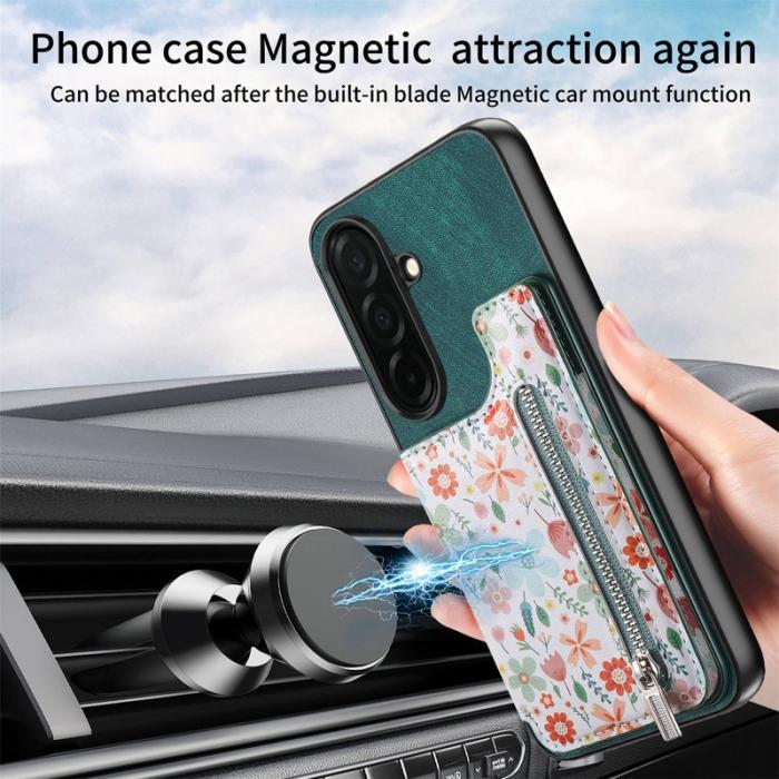 OEM - Mobilfodral för Samsung Galaxy S26 Konstläder RFID Kickstand - Grön