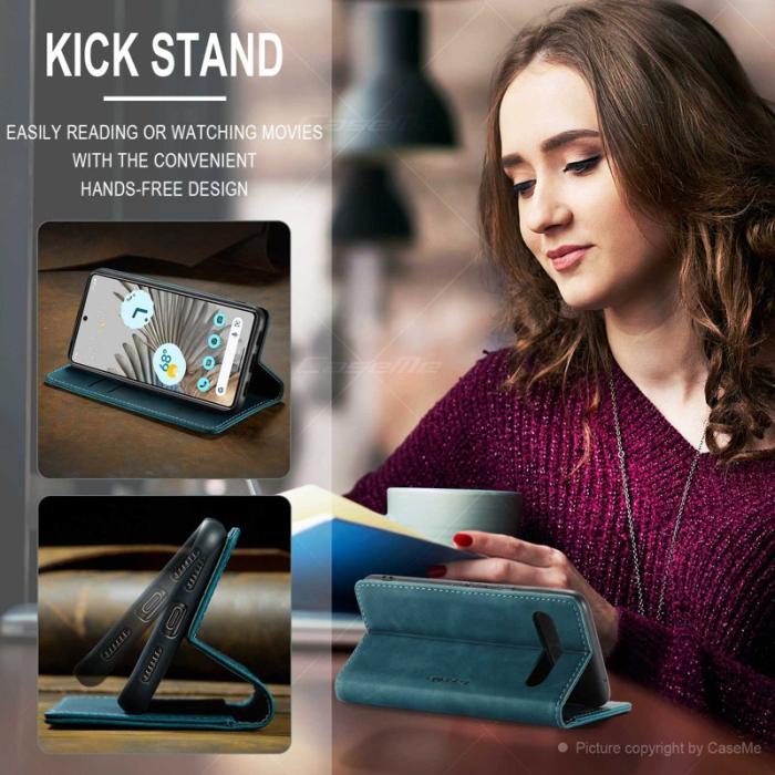 Caseme - CASEME 013 Series Google Pixel 7 Pro Plånboksfodral Konstläder Blå