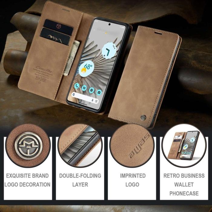 Caseme - CASEME 013 Series Google Pixel 7 Pro Plånboksfodral Konstläder Brun