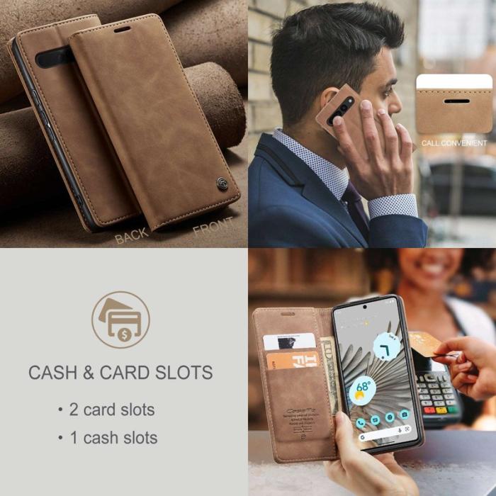 Caseme - CASEME 013 Series Google Pixel 7 Pro Plånboksfodral Konstläder Brun