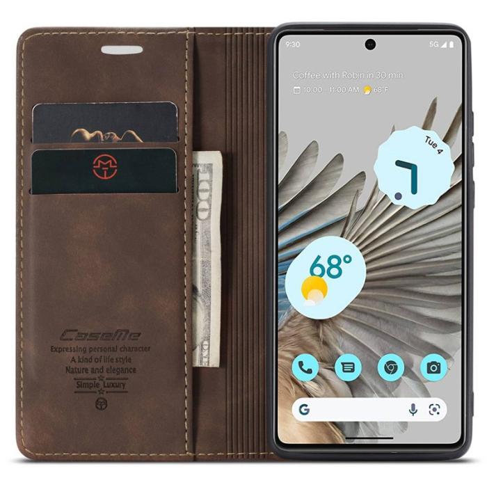 Caseme - CASEME 013 Series Google Pixel 7 Pro Plånboksfodral Konstläder Brun