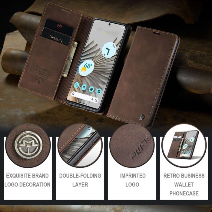 Caseme - CASEME 013 Series Google Pixel 7 Pro Plånboksfodral Konstläder Brun