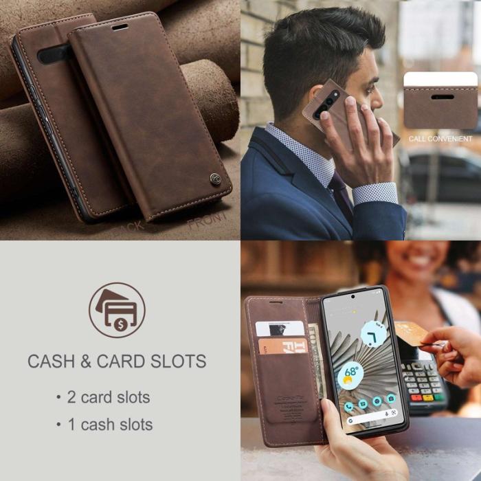 Caseme - CASEME 013 Series Google Pixel 7 Pro Plånboksfodral Konstläder Brun