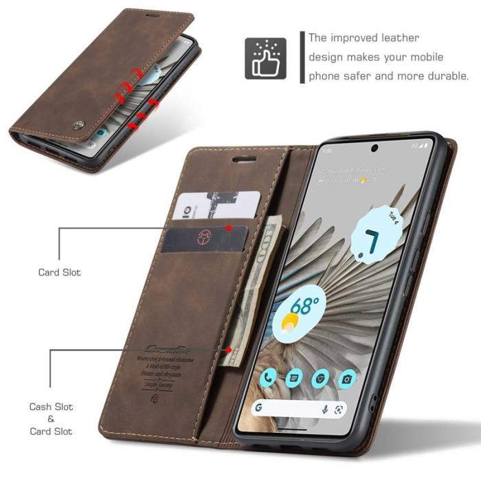 Caseme - CASEME 013 Series Google Pixel 7 Pro Plånboksfodral Konstläder Brun