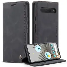 Caseme - CASEME 013 Series Google Pixel 7 Pro Pl&aring;nboksfodral Konstl&auml;der Svart