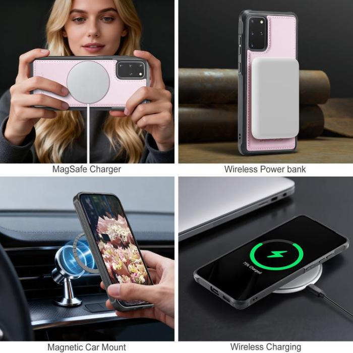 OEM - JEEHOOD Mobilskal till Samsung Galaxy S20 Plus Konstläder - Rosa