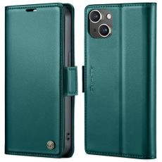 Caseme - CASEME Pl&aring;nboksfodral Konstl&auml;der till iPhone 13 RFID-Skydd Gr&ouml;n
