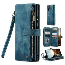 Caseme - CASEME Konstl&auml;der Pl&aring;nboksfodral f&ouml;r Samsung Galaxy S22 Ultra 5G - Bl&aring;