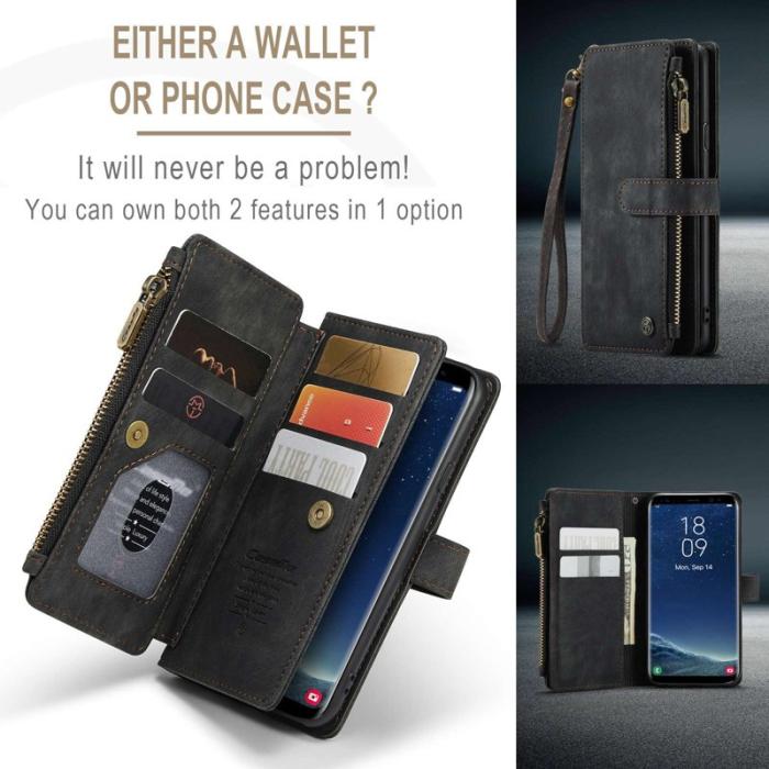 Caseme - CASEME Konstläder Plånboksfodral för Samsung Galaxy S22 5G - Svart