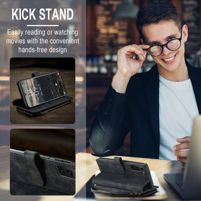 Caseme - CASEME Konstläder Plånboksfodral för Samsung Galaxy S22 5G - Svart