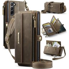 Caseme - CASEME Konstl&auml;der Pl&aring;nboksfodral f&ouml;r Samsung Galaxy S21+ 5G - Brun
