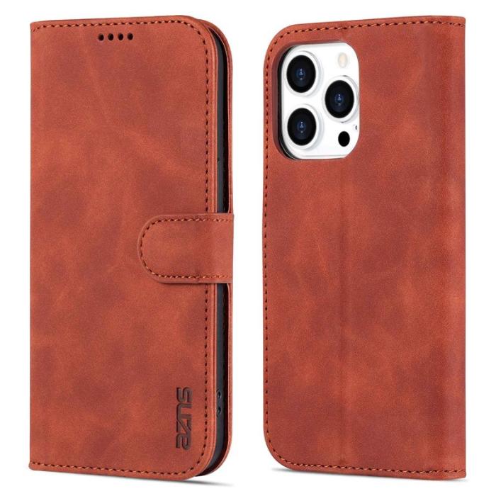 AZNS - AZNS iPhone 14 Pro Max Plånboksfodral Konstläder - Brun