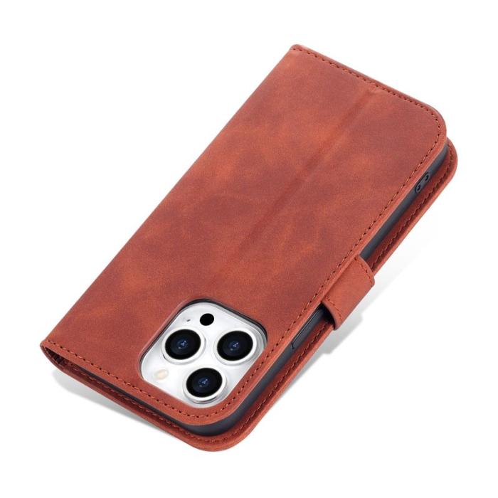 AZNS - AZNS iPhone 14 Pro Max Plånboksfodral Konstläder - Brun