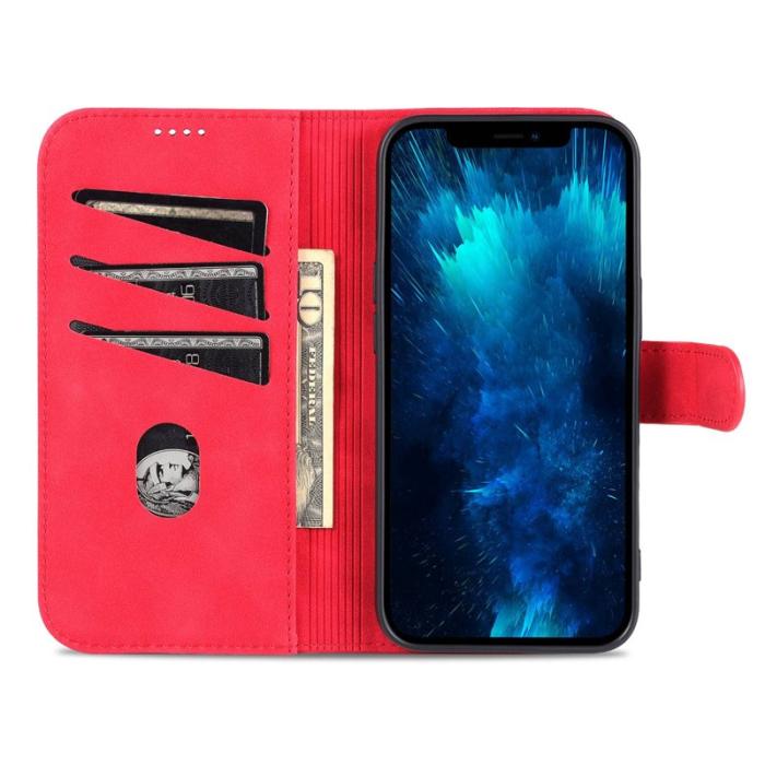 AZNS - AZNS iPhone 14 Pro Max Plånboksfodral Konstläder - Röd