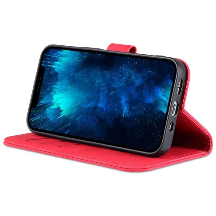 AZNS - AZNS iPhone 14 Pro Max Plånboksfodral Konstläder - Röd