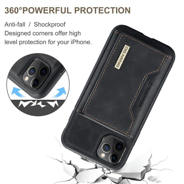 DG.MING - DG.MING M2 2-in-1 Konstläder Plånboksfodral för iPhone 11 Pro Max - Svart