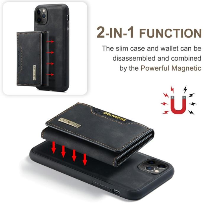 DG.MING - DG.MING M2 2-in-1 Konstläder Plånboksfodral för iPhone 11 Pro Max - Svart