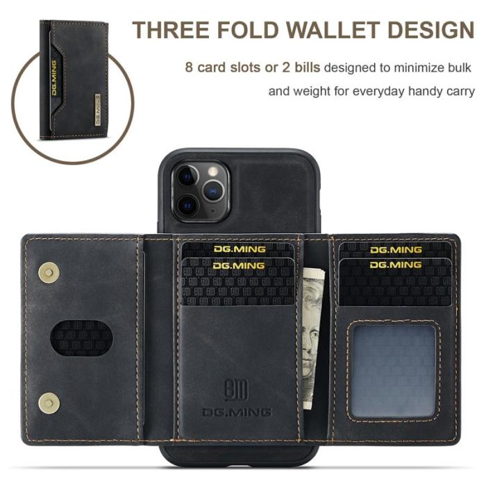 DG.MING - DG.MING M2 2-in-1 Konstläder Plånboksfodral för iPhone 11 Pro Max - Svart