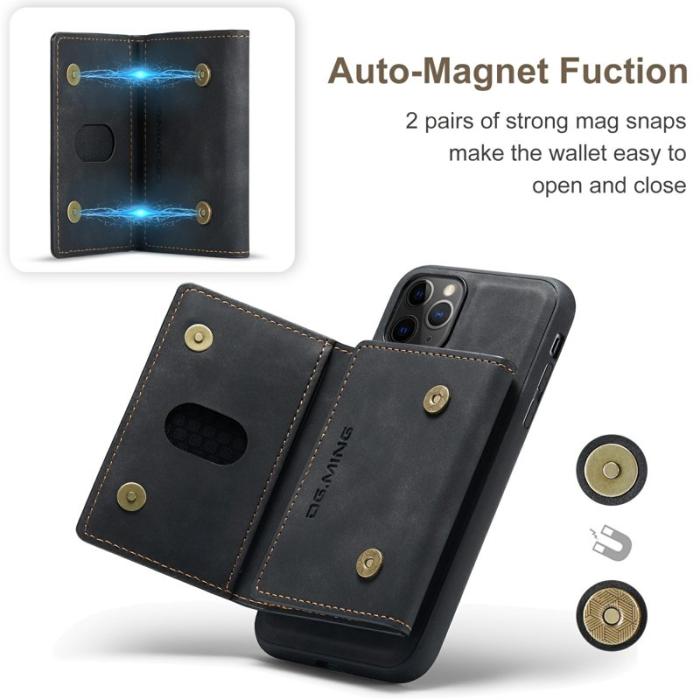 DG.MING - DG.MING M2 2-in-1 Konstläder Plånboksfodral för iPhone 11 Pro Max - Svart