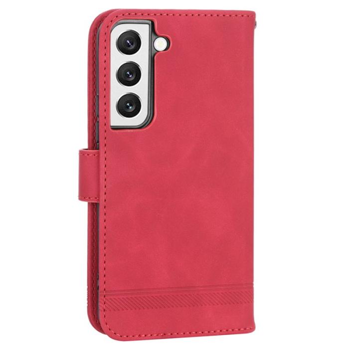DIERFENG - DIERFENG DF-03 Plånboksfodral för Samsung Galaxy S22 5G - Konstläder - Röd