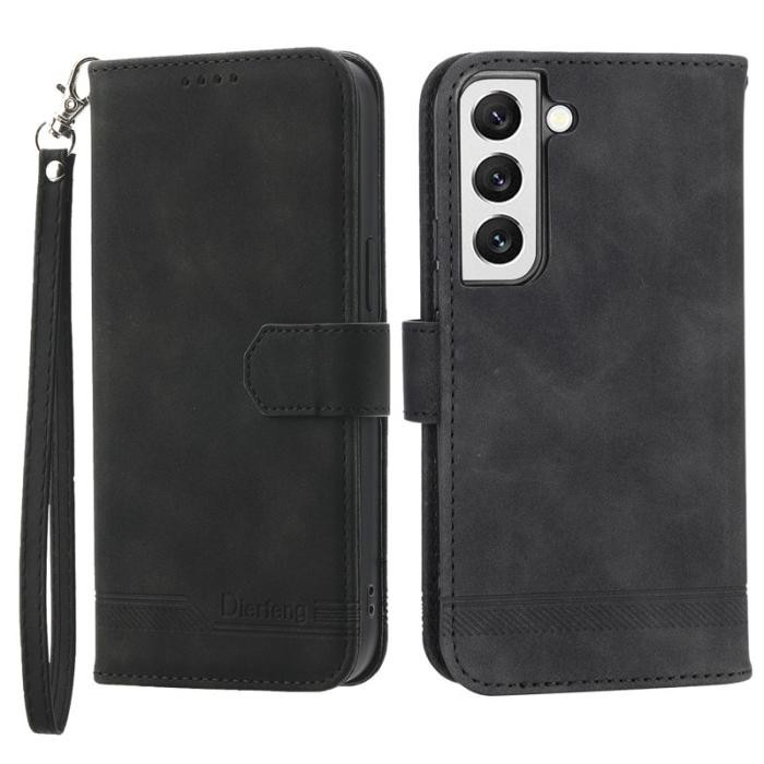 DIERFENG - DIERFENG DF-03 Plånboksfodral för Samsung Galaxy S22 5G - Konstläder - Svart
